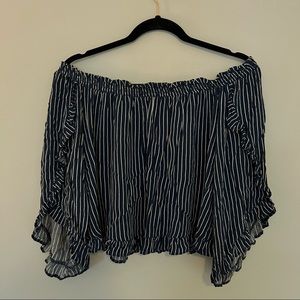 Off The Shoulder Striped Long Sleeve Top